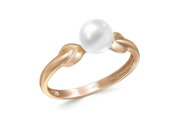Кольцо из красного золота с жемчугом