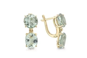 Серьги из жёлтого золота с 4 празиолитами