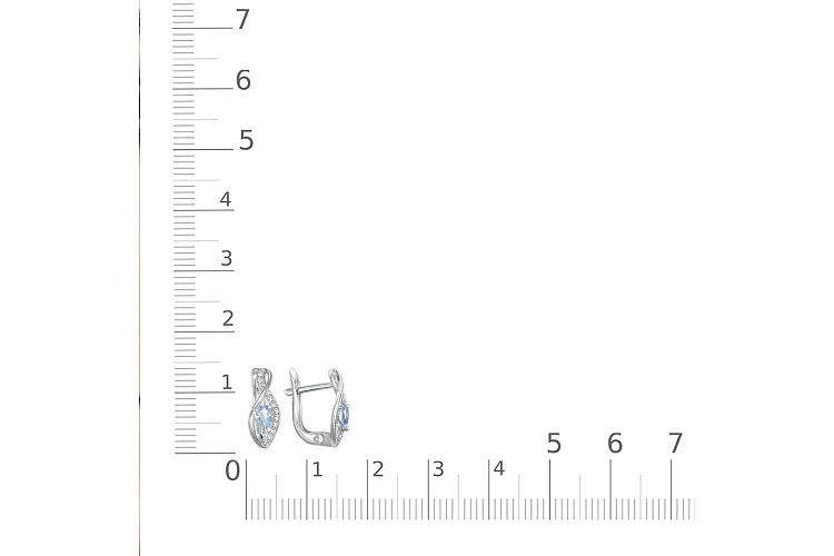 Серьги из белого золота с 2 топазами swiss и 18 бриллиантами