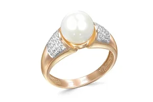 Кольцо из красного золота с жемчугом и 42 бриллиантами
