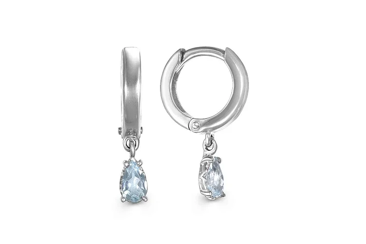 Серьги из белого золота с 2 топазами sky