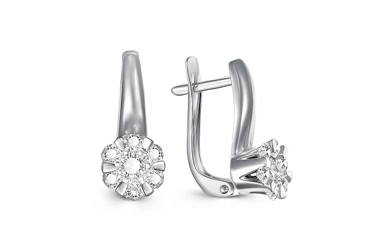 Серьги Малинки из белого золота с 14 бриллиантами