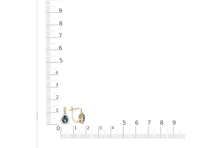 Серьги из жёлтого золота с 2 топазами лондон и 36 фианитами