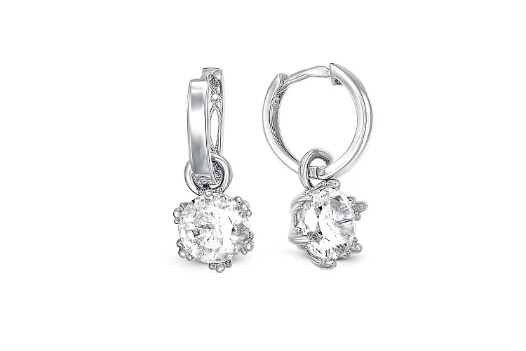 Серьги-трансформеры из белого золота с горным хрусталём