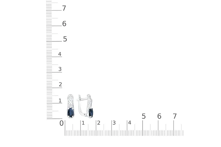 Серьги из белого золота с 2 сапфирами и 14 бриллиантами