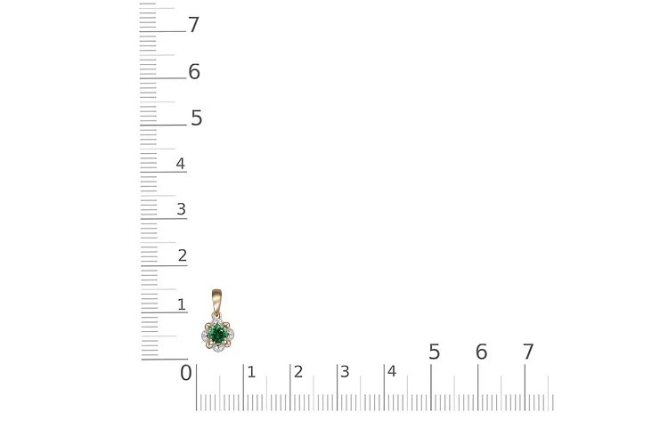 Подвеска Цветок из жёлтого золота с изумрудом и 8 бриллиантами