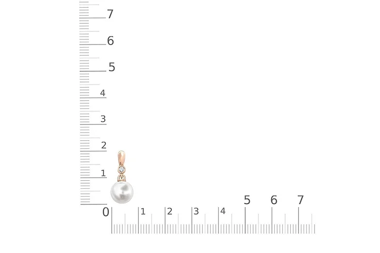 Подвеска из красного золота с жемчугом и фианитом