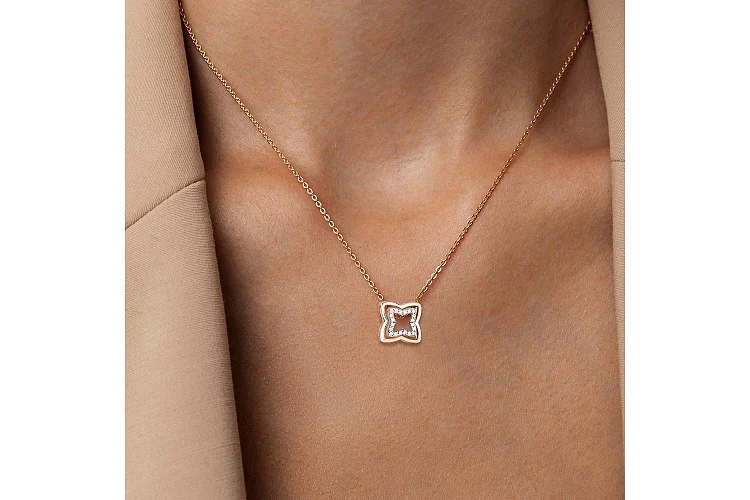 Комплект подвесок Клевер из красного золота с 20 выращенными бриллиантами