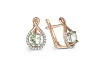 Серьги из красного золота с 2 аметистами и 34 фианитами