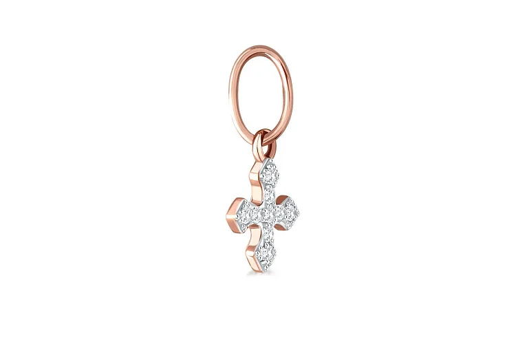 Крест из красного золота с 9 фианитами