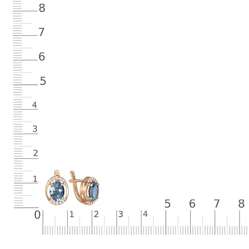 Серьги из красного золота с 2 топазами лондон и 20 фианитами