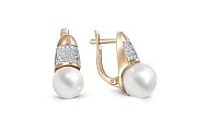 Серьги из красного золота с 2 жемчужинами и 42 бриллиантами