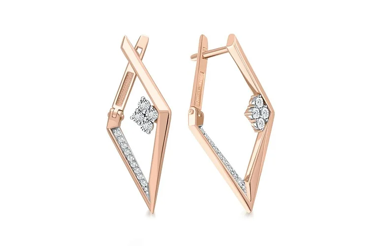 Серьги Дорожки из красного золота с 26 бриллиантами