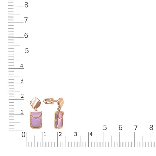 Серьги-пусеты Прямоугольники из красного золота с 2 наноситалами