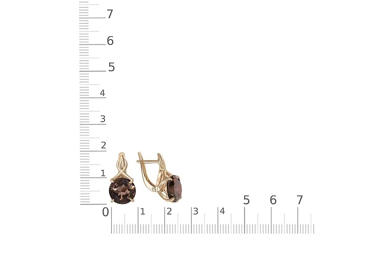 Серьги из жёлтого золота с 2 раухтопазами