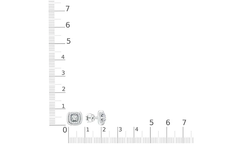 Серьги-пусеты Квадраты из белого золота с 34 бриллиантами