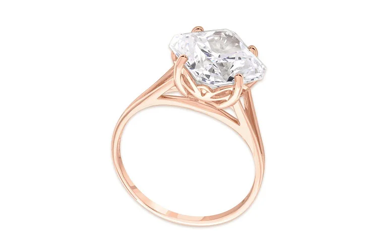 Кольцо из красного золота с фианитом