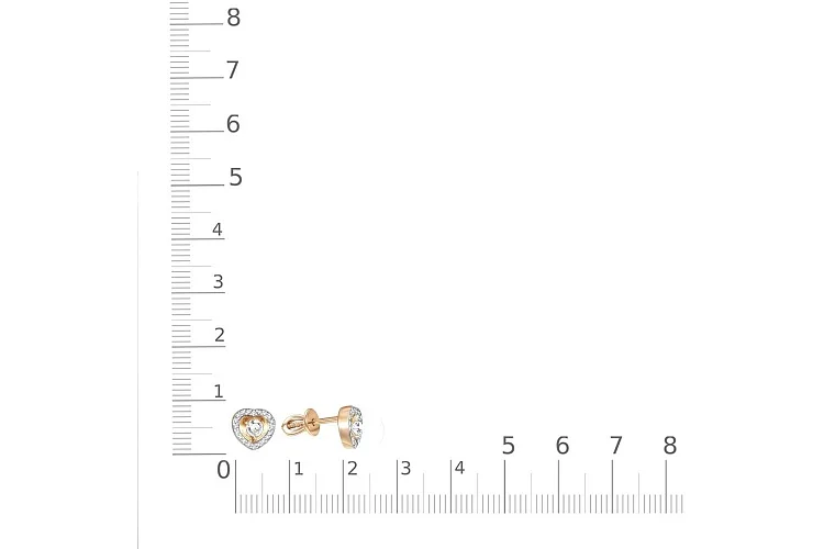 Серьги-пусеты Сердца из красного золота с 42 бриллиантами
