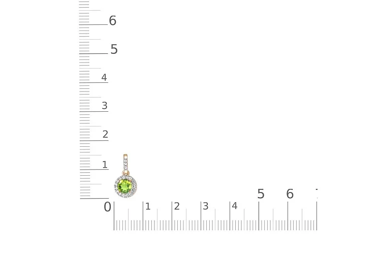 Подвеска из красного золота с хризолитом и 19 фианитами