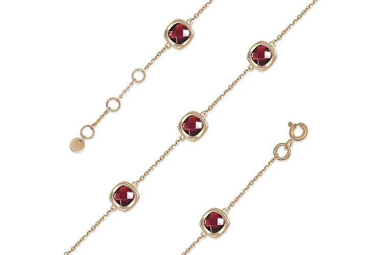 Браслет из красного золота с 5 гранатами