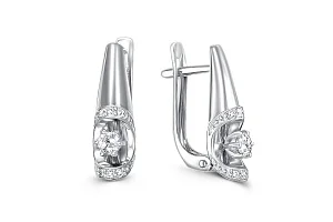 Серьги из белого золота с 14 фианитами