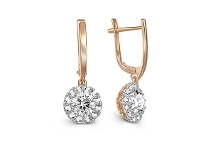 Серьги из красного золота с 26 фианитами