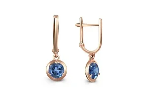 Серьги из красного золота с 2 фианитами