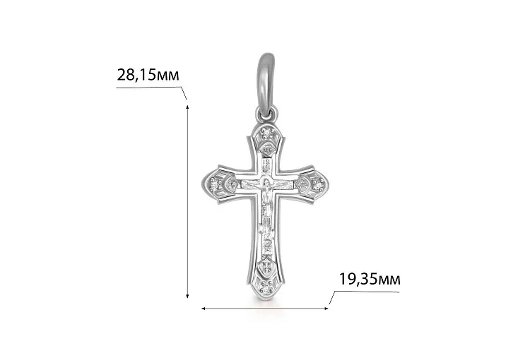 Крест из жёлтого золота с 4 фианитами