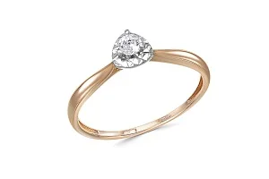 Кольцо из красного золота с фианитом