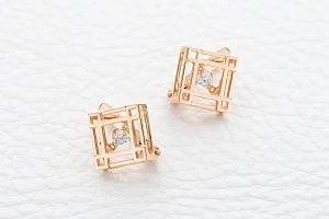 Серьги Квадраты из красного золота с 2 фианитами