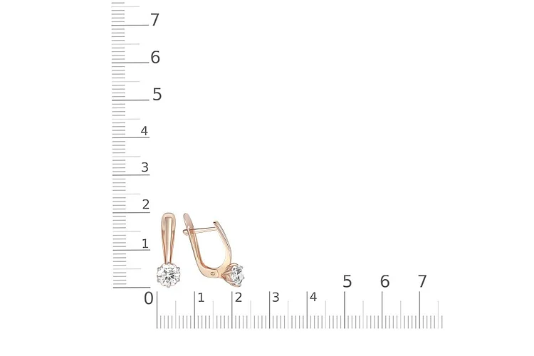 Серьги из красного золота с 2 кристаллами swarovski