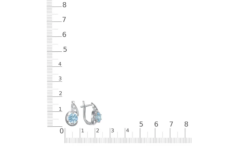 Серьги из белого золота с 2 топазами sky и 2 фианитами