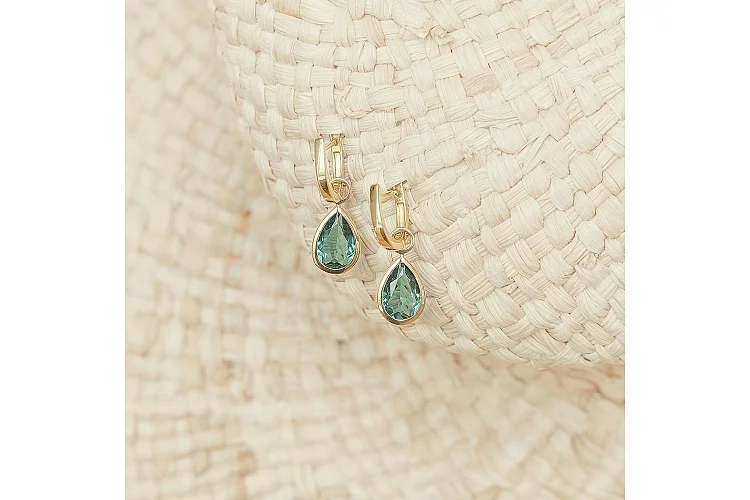 Серьги-трансформеры из жёлтого золота с 2 аметистами