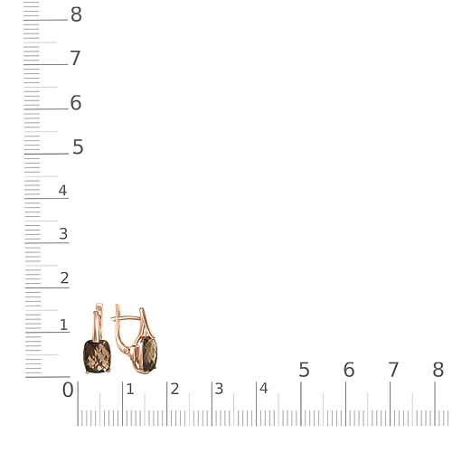 Серьги из красного золота с 2 раухтопазами