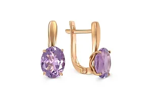 Серьги из красного золота с 2 аметистами