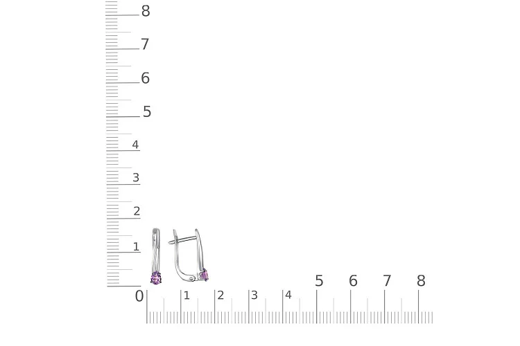 Серьги из белого золота с 2 аметистами