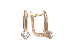 Серьги из красного золота с 2 бриллиантами