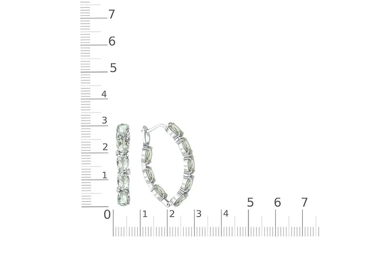 Серьги из белого золота с 16 празиолитами и 8 фианитами