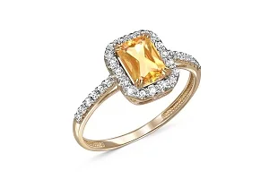 Кольцо из жёлтого золота с цитрином и 30 фианитами