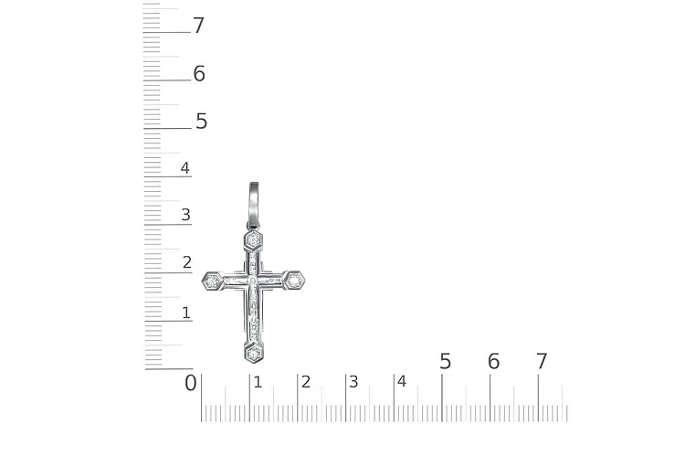 Крест из белого золота с 4 фианитами