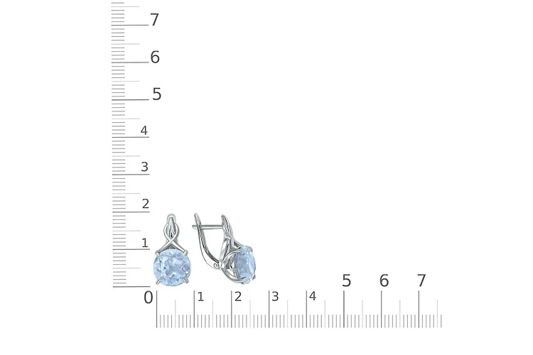Серьги из белого золота с 2 топазами sky
