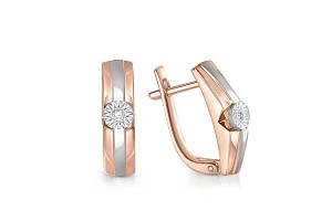 Серьги из красного золота с 2 бриллиантами