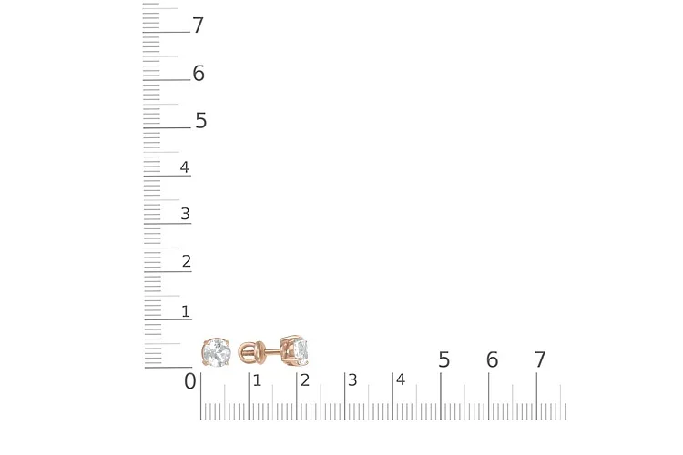 Серьги-пусеты из красного золота с 2 фианитами