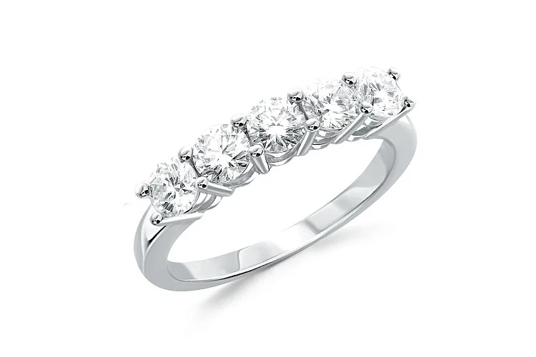 Кольцо Дорожка из белого золота с 5 фианитами