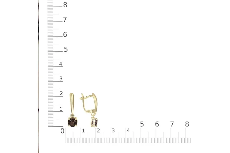 Серьги из жёлтого золота с 2 раухтопазами