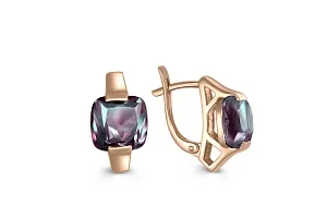 Серьги из красного золота с 2 александритами