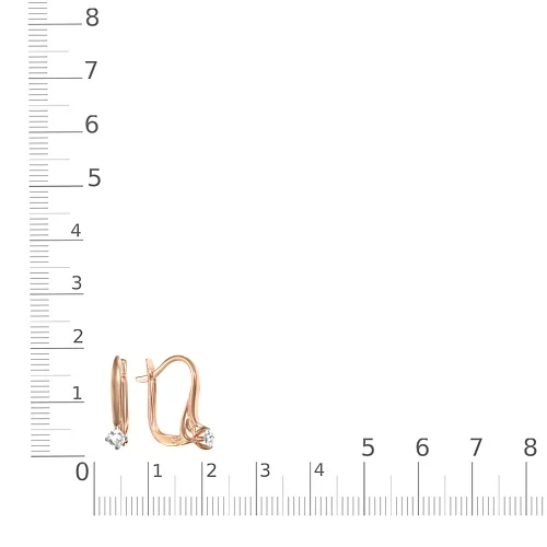 Серьги из красного золота с 2 фианитами