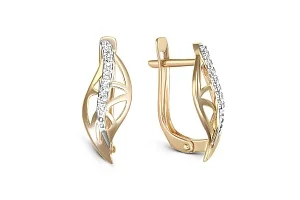 Серьги из жёлтого золота с 16 фианитами