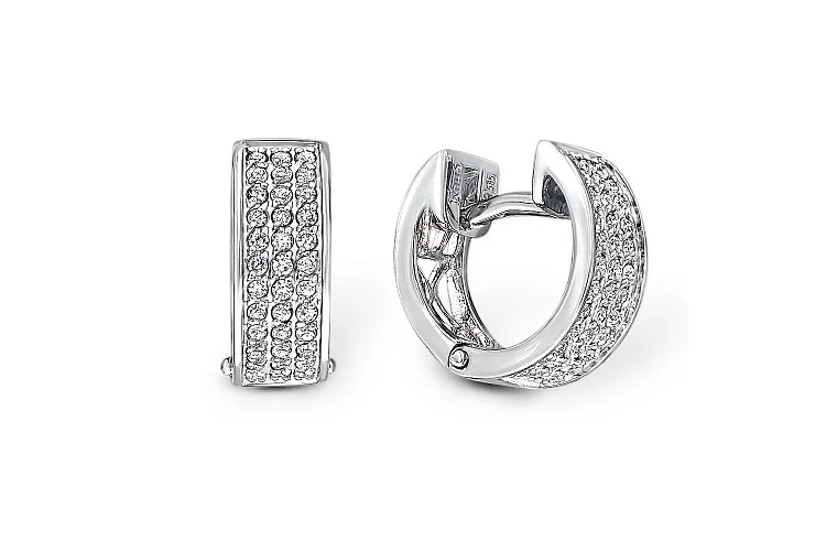 Серьги Дорожки из белого золота с 72 фианитами