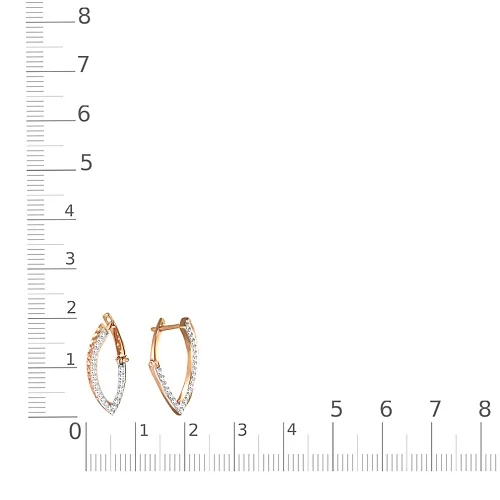Серьги из красного золота с 48 фианитами